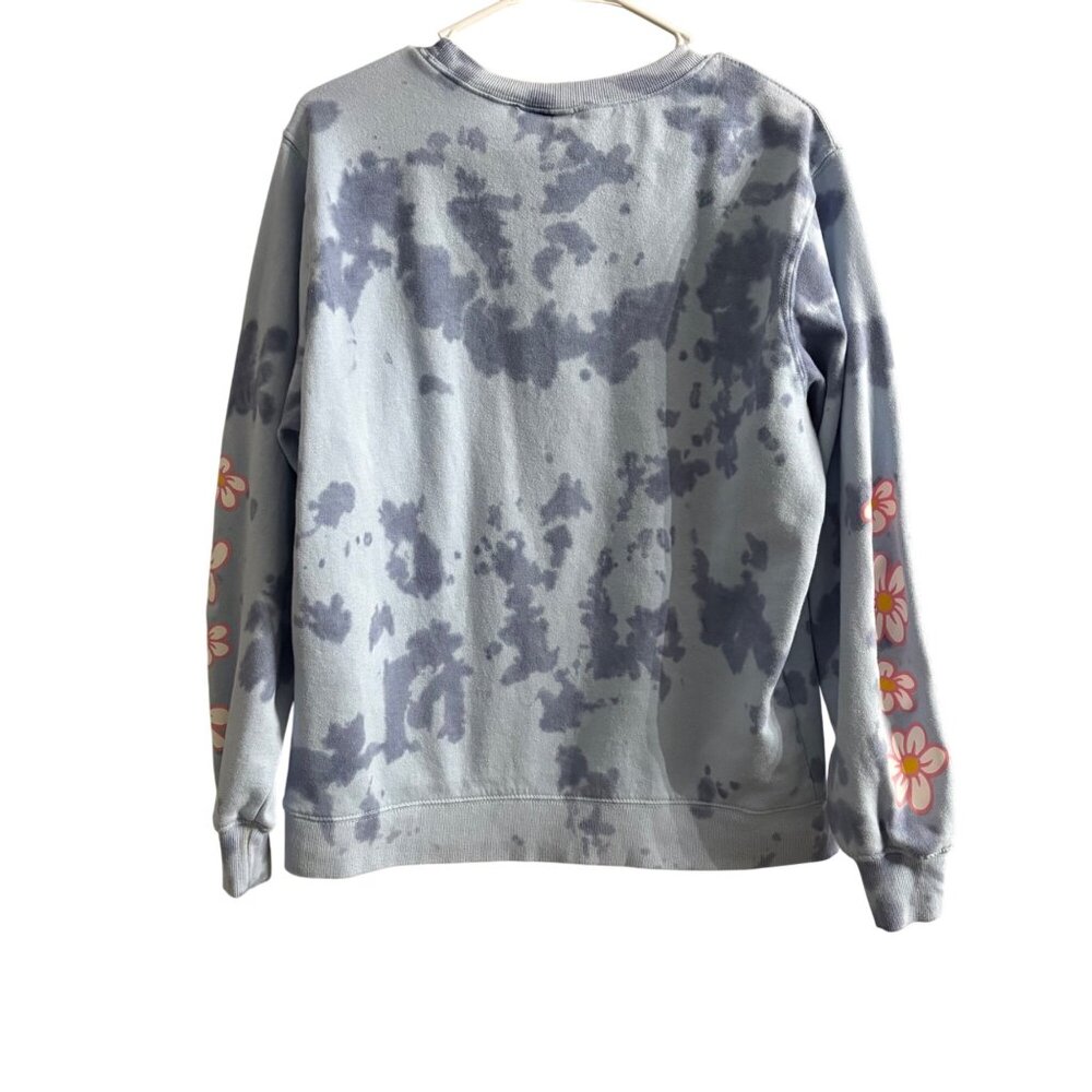 The Simpsons Nature Lover Blue Tie-Dye Sweatshirt W/ Floral Sleeves Womens M - Picture 2 of 9